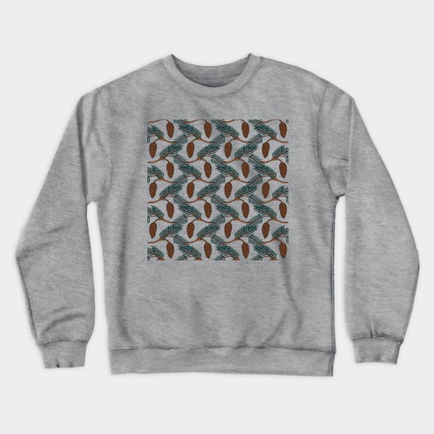 Pine Cone | Pine Tree Pattern | Forest Pattern Crewneck Sweatshirt by HLeslie Design